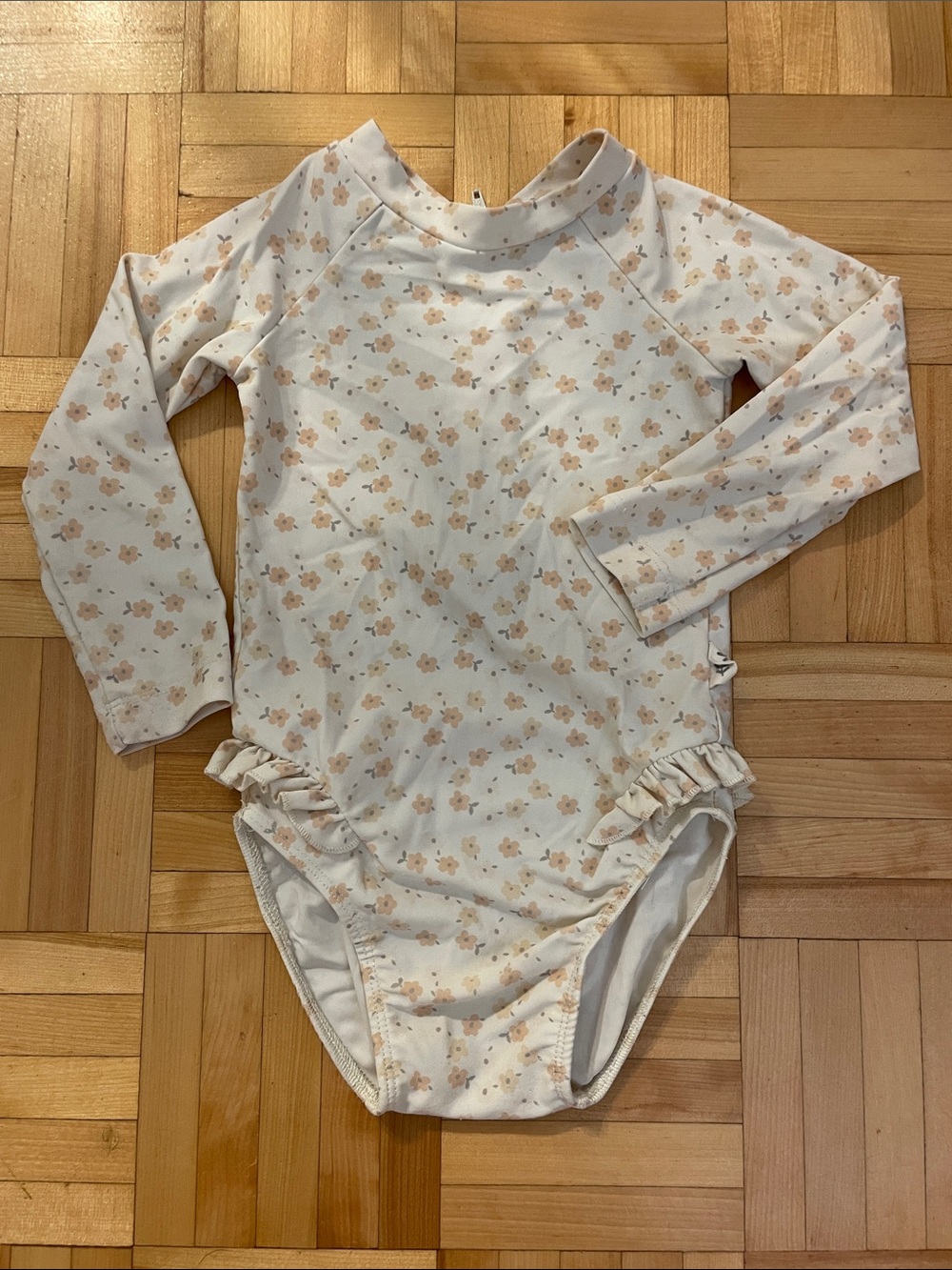 Long Sleeve Floral Baby Girls One-Piece Swimsuit